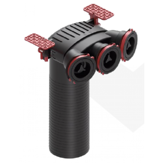 System Aria končna komora odvod fi 125 mm za priklop 3 cevi fi 75 s tesnili L=320 mm, art. 95791 System Aria končna komora odvod fi 125 mm za priklop 3 cevi fi 75 s tesnili L=320 mm, art. 95791