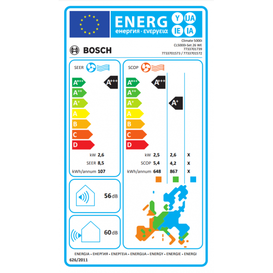 Bosch klimatska naprava Climate 5000i 2,6kW KLIMATSKE NAPRAVE