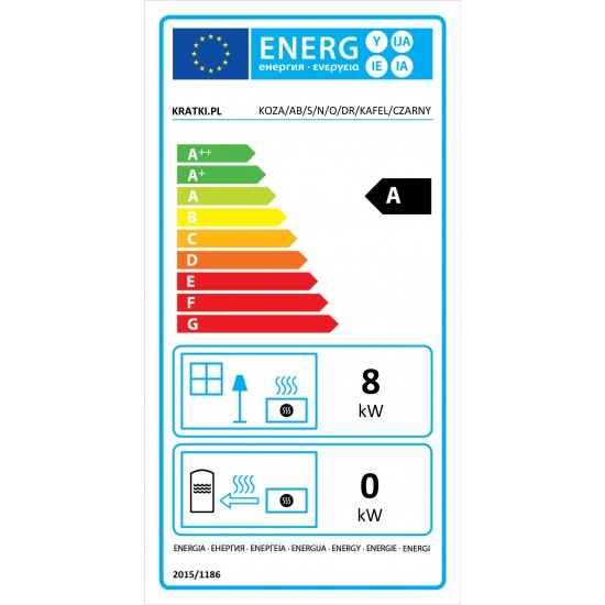 Kratki KOZA/AB/S/N/O/DR/KAFEL/CZARNY 8kW Črn, polkrožno steklo Prostostoječi