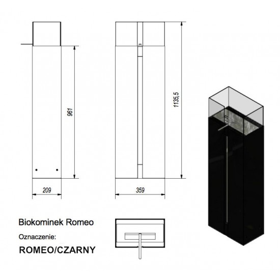 Kratki Bio ROMEO črni Bio kamini