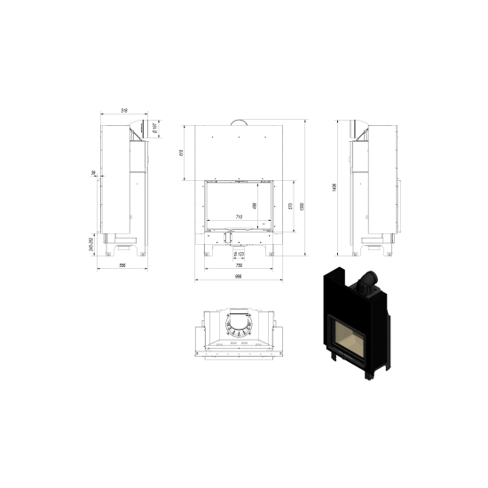 Kratki MBA/G 17 kW, ravno dvižno steklo Toplozračni